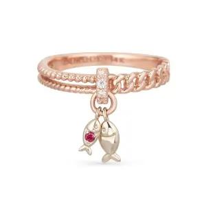 14k 더블체인 물고기 애끼반지