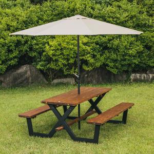 [강철프레임] 야외 테이블 원목 야외용 세트 피크닉 파라솔 정원 편의점 의자 카페 가구 테라스 식탁 야장 옥상 마당 바베큐 벤치