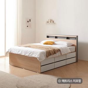 [기타]에리스 LED+USB형 높은 2단서랍침대 Q (전체 서랍형) (매트 미포함)