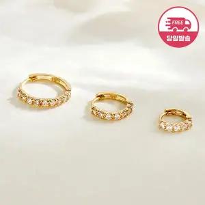 [비앤비골드] 당일발송 14K 큐빅 원터치 링 귀걸이 한쪽 JAE40427