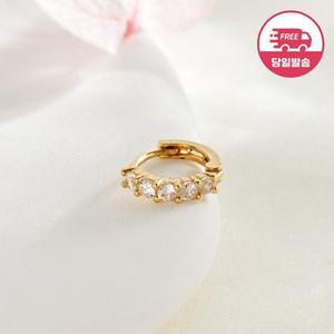 [비앤비골드] 당일발송 14K 큐빅 원터치 링 귀걸이 S 한쪽 JAE40428