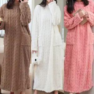 겨울 빅사이즈 극세사 파자마 이불잠옷 양털 잠옷 샤워가운 홈웨어 원피스 U446