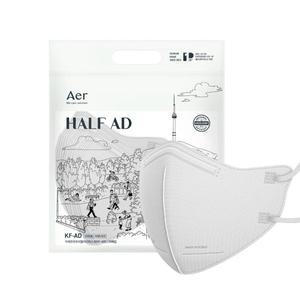 [아에르]KF-AD 비말차단 하프마스크 화이트 중형 25매