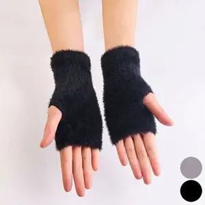 뚫린 손가락 여성 핸드워머 겨울 부드러운 손 워머-WFGCMIM