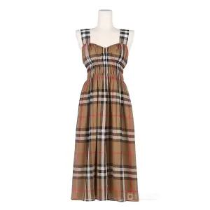버버리 달리아 하우스체크 셔링 민소매 원피스 브라운 80843131