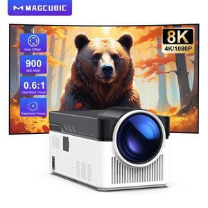 빔프로젝터 Magcubic 초단초점 HY450 프로젝터 900ANSI 8K 1080p Allwinner H716 자동 오프셋 BT54 WIFI6