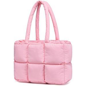 퍼퍼 토트백, 퀼트 퍼피 핸드백, 귀여운 패딩 겨울 숄더백, 여성 출장용 경량 다운 핸드백