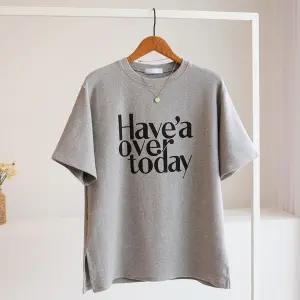 [잇수다] 헤오투 레터링 도톰 피치 양트임 반팔 티셔츠