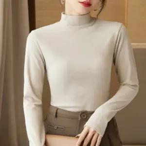 여성 겨울 반폴라 모크넥 터틀넥 포근한 소프트웜 하프넥 기모 반목 긴팔티셔츠 편안한 글로벌와이