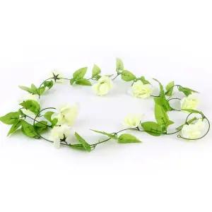 조화 장미넝쿨 90cm 화이트 9송이 인조넝쿨 인테리어/벽/장식/납골당/인조/꽃/미니/넝쿨/가짜/리스/가랜드