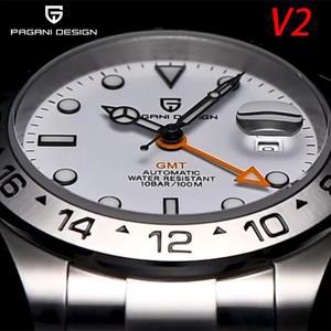 파가니 디자인 2025 신형 V2 GMT 오토매틱 기계식 남성용 시계 PD1682 사파이어 크리스탈 10Bar 방수 스테