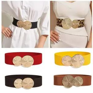 더블 라운드 버튼 와이드 코트 원피스 스판 벨트 라운드벨트 버튼벨트 코트벨트