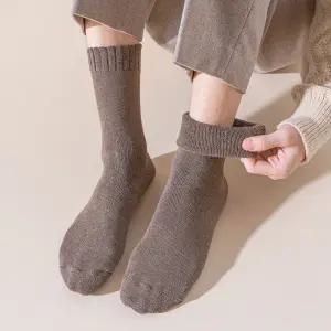 남성용 솔리드 통파일 방한 쿠션 양말 5켤레