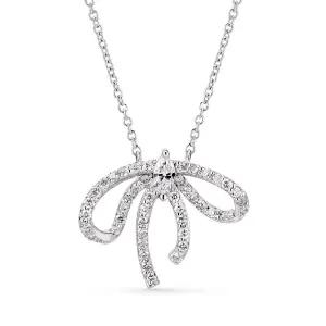 14k 엘린 리본 랩 다이아몬드 목걸이