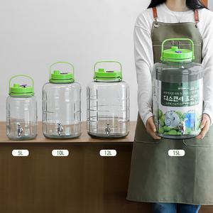수도꼭지 유리 담금주병 매실효소 담금용 5L 10L 15L 디스펜서 대용량 과실주병