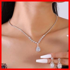 여성용 물방울 목걸이 및 귀걸이 세트 연회 파티 액세서리 웨딩 시즌 3 패션 4055
