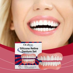 실리콘 틀니 세트 상부 하부 베니어 교정기 조정 가능한 완벽한 미소 부드럽고 편안한 치아 치열 성인