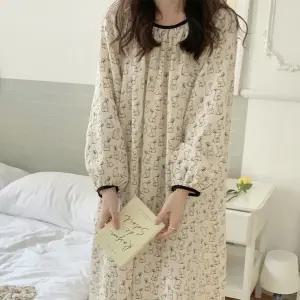 토끼 요루 긴팔 롱 원피스 잠옷 파자마 홈웨어