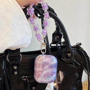 럭셔리 소녀용 진주 이어폰 케이스 에어팟 프로 3 케이스 에어팟 4 3 2 케이스 에어팟 프로2 커버 키체인