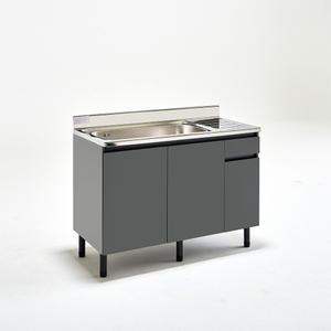 유코스 완제품 주방 사무실 원룸 탕비실 스텐 상판 보급형 싱크대 - 1200 개수대(좌) 그레이