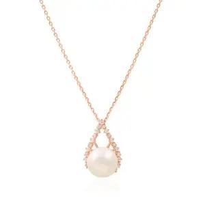 18K 심플 물방울 라인 진주 목걸이 DMN28210