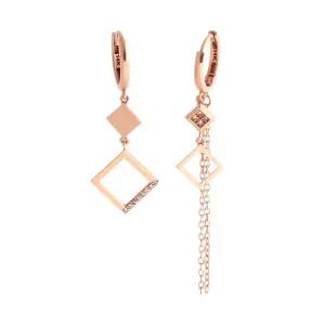 14K 마름모 드롭체인 언발 원터치 귀걸이 한쌍 SNE35695