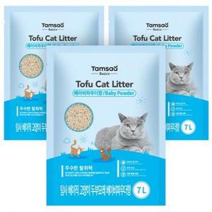 탐사 베이직 프리미엄 고양이 두부모래 베이비파우더향, 7L, 3개입 one option