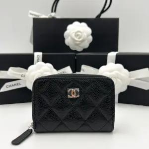 [백화점A/S가능] 샤넬 클래식 카드지갑 캐비어 블랙 은장 지퍼돌이 카드홀더 국내 AP0216