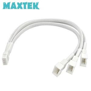 맥스텍 PWM 4핀 팬전원 연장 케이블 메쉬타입 27cm 화이트 팬허브 3분배 MT683