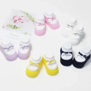 귀여운 리본 디자인 신생아 여자 아기 양말 세트 5족