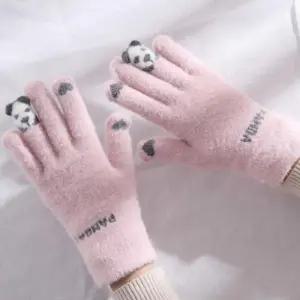 [콩심팥심]겨울 여성 러블리 애니멀 판다 스마트 데일리 터치 장 털장갑