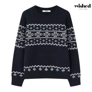 눈꽃 자수 라운드 긴팔 니트 (WICDNT003)