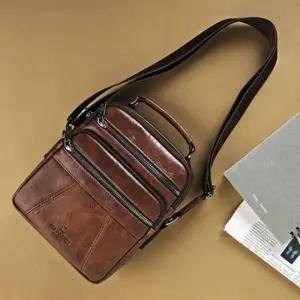 남성 크로스백 클래식 수납 보조 가방 라이트Brown