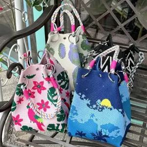 [아도라하우스]어반백 여성니트백 스퀘어 고리 칼라끈 니트백_패턴무늬URB_W028