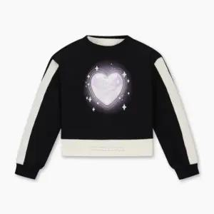 [갤러리아] 25F 베네통키즈 주니어 블링 하트 레이어드 맨투맨 (QAMT23561_BK)