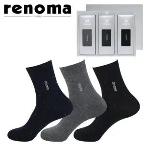[레노마] 양말 선물세트 도트 신사 중목양말 3족 RM1333B