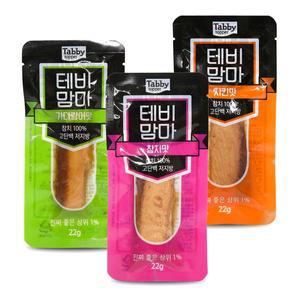 [테비토퍼]테비맘마 참치 보니또 22g x 24개, 3종 고양이간식