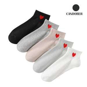 칸도러 심플 발목 하트 단목  남성 여성 공용 양말