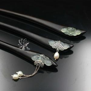 [모찌아울렛] 로터스 진주 드롭 올림머리 흑단비녀 3종