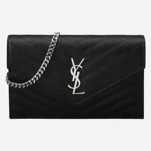 생로랑 5F 742920 BOW02 1000 엔벨로프 체인 숄더백 실버 블랙