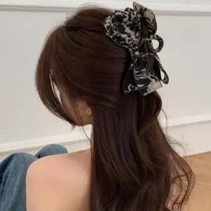 [골드스마일]꽃무늬 양방향 리본 왕 집게핀 머리핀 헤어핀