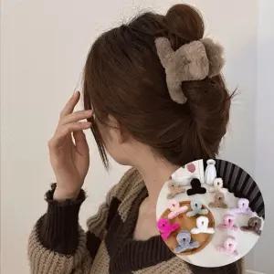 [3개묶음] 겨울 퍼 꼬임 털 헤어집게핀 Ludia 겨울집게핀 밍크핀