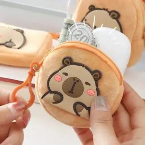 휴대용 카피바라 동전 지갑 미니 카피바라 코인 지갑 파우치 어린이