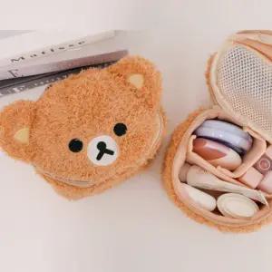 리락쿠마 곰돌이 분리형 칸막이 미니 봉제 자수 파우치