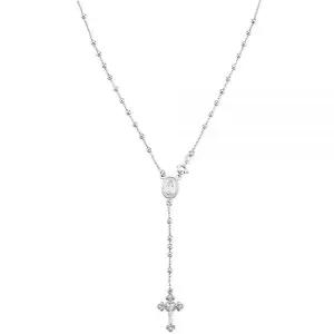 Miabella 이탈리아 925 스털링 실버 또는 18K 금 도금 묵주 비즈 크로스 Y 목걸이 체인 여성용 순은 보석