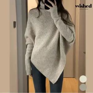 폴라넥 사선 언발 페미닌 긴팔 니트 (WIADNT011)