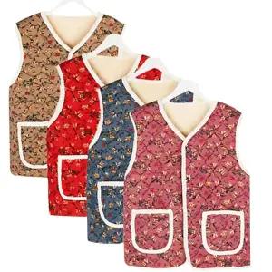 꽃무늬 할머니조끼 겨울 김장 누빔 조끼 융털 기모