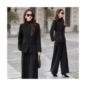 여자 정장세트 모직 세트 가을 겨울 프리미엄 코트 와이드 바지 투피스 코디 BE4
