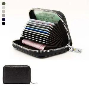 아코디언 차단 여성카드지갑 RFID 카드지갑 소가죽