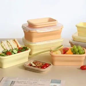 실리콘 접이식 런치박스 4종세트 도시락통 직장인 밀프랩 전자레인지 용기